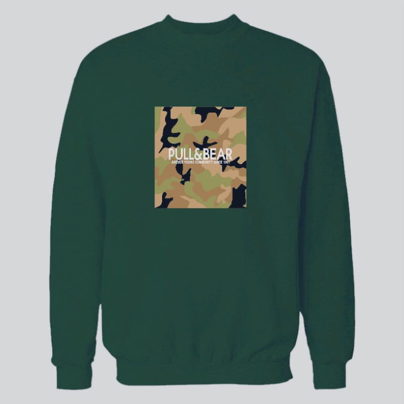 CREWNECK PULL&amp;BEAR CAMO SWEATSHIRT PRIA WANITA PREMIUM QUALITY