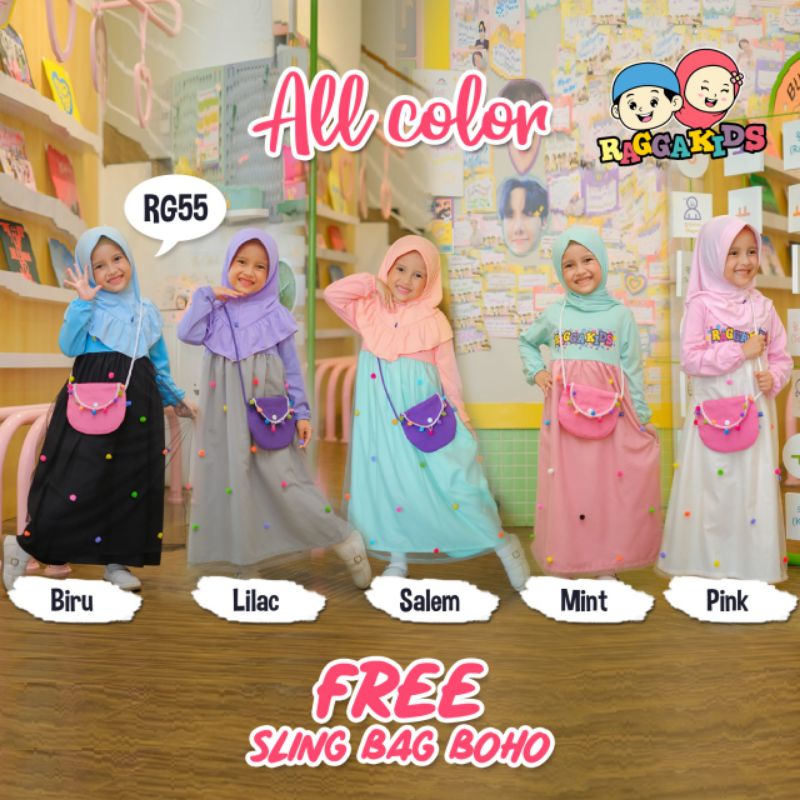 Gratis tas Baju gamis kaos anak raggakids tutu RG55 free tas