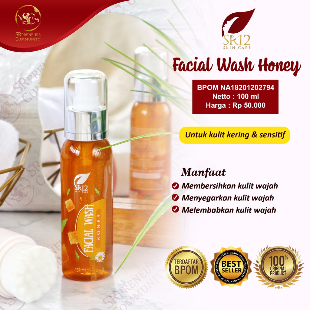 Facial Wash Honey SR12 Sabun Wajah Madu Untuk Kulit Kering &amp; Sensitif