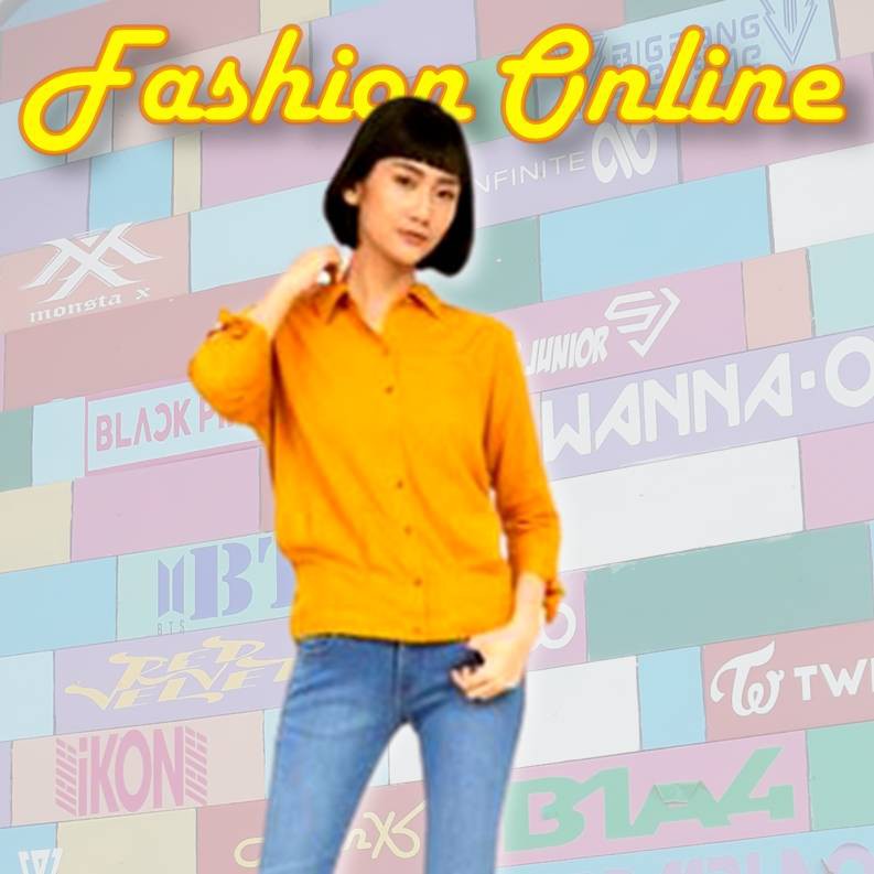 Baju Atasan Wanita Kemeja Ako Jeans Shirt 14-4571 Kuning