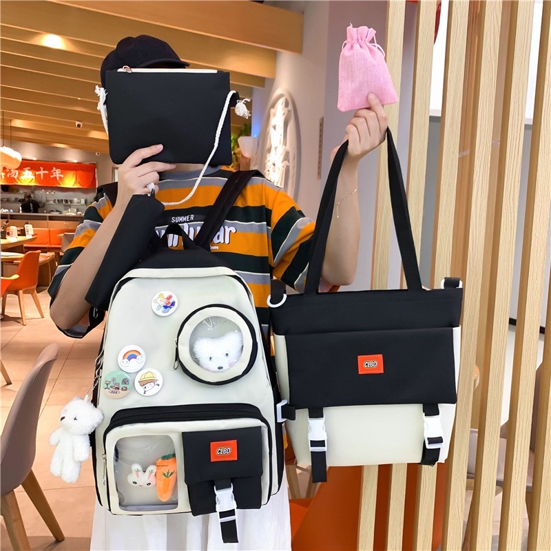 TAS RANSEL ANAK SEKOLAH wanita IMPOR set 5 in 1 ORI E fashion Perempuan SD SMP SMA tanpa boneka