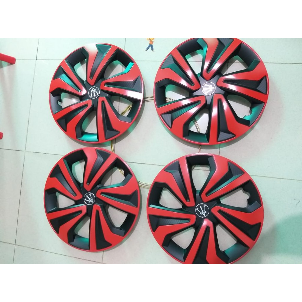 Cover Dop Velg Sport Wheel 13&amp;14 Merah Kombinasi Hitam Mobil Universal
