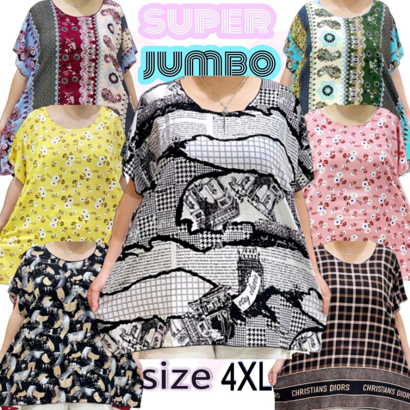 PROMO baju wanita blouse wanita baju big size super jumbo atasan jumbo atasan big size wanita ld 143 cm size 4XL bahan rayon grade premium halus, lembut dan adem