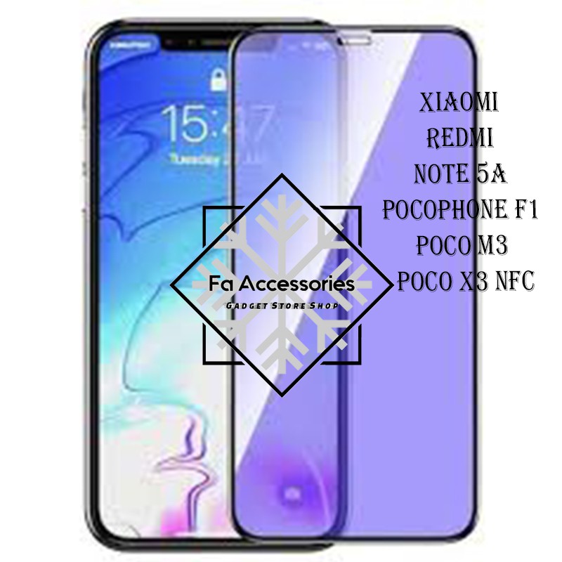 Tempered Glass Bluray Anti Blue Light Full 99D Xiaomi redmi note 5a POCO f1 POCO M3 M3PRO M4 M5 M5S S X3 NFC PRO 5G