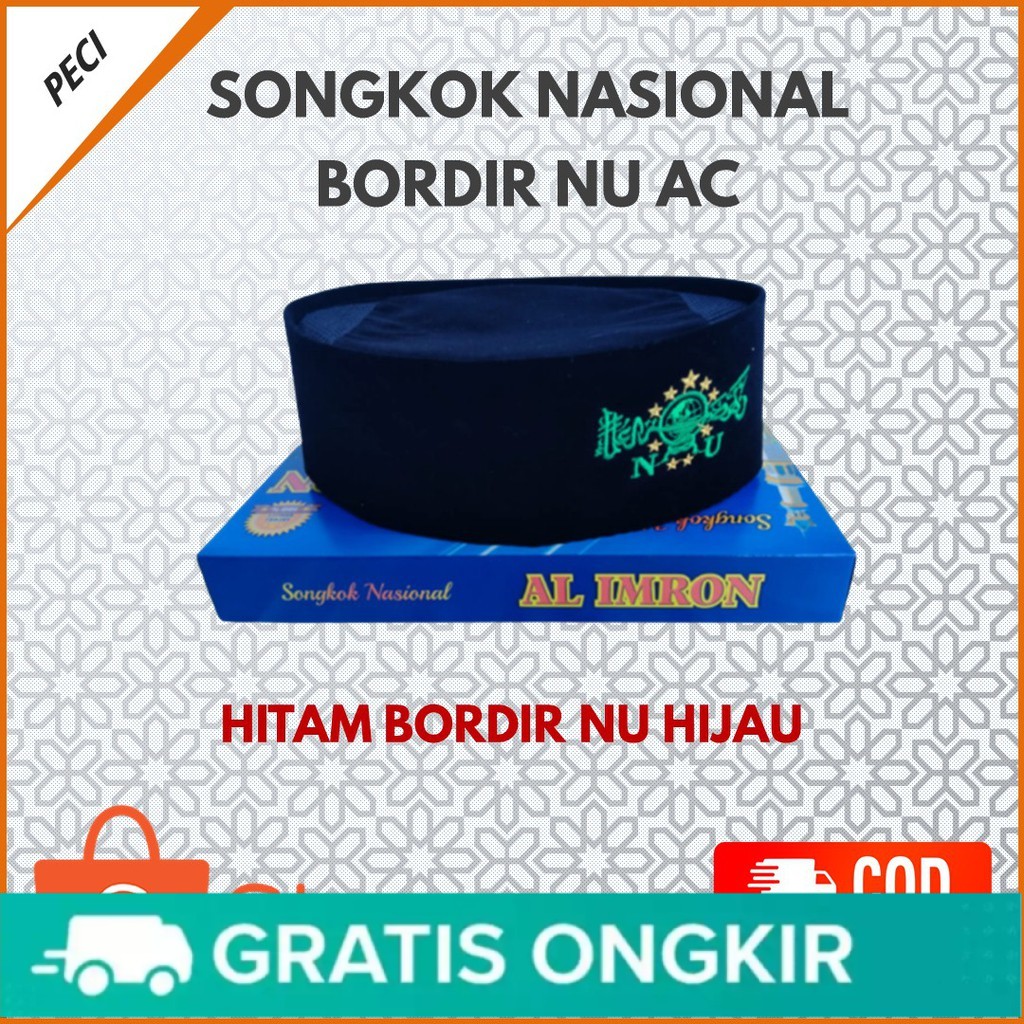 Songkok NU Peci NU Peci Nasional Bordir NU Peci Hitam Bordir NU Hijau Peci Bordir NU Hitam AC