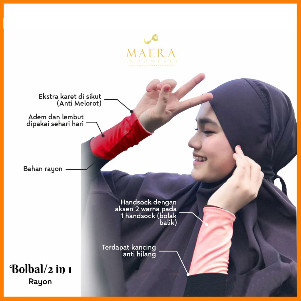 Manset Tangan Wanita Bolak Balik Pendek bahan Rayon by Maera