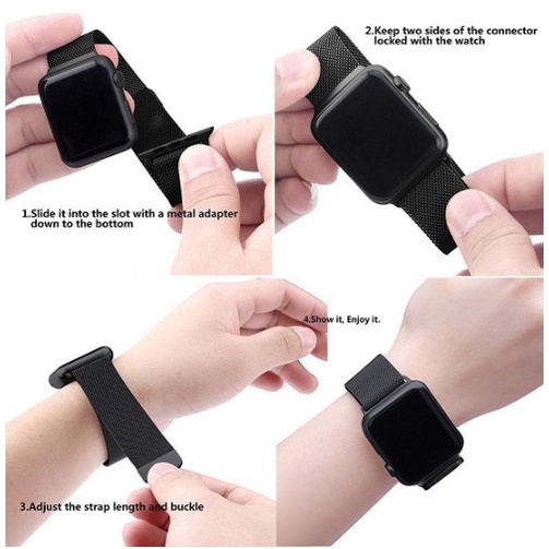 Strap Magnetic Watch ​Jam Gelang 40 41 42 Rantai Milanese 45 38 iWatch Seri 1 2 3 4 5 SE 7