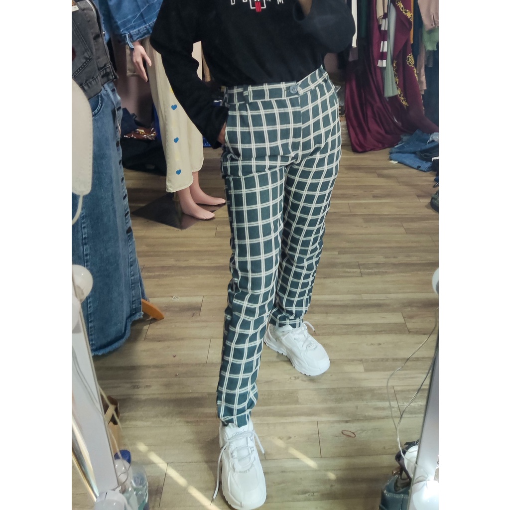 Cieko Flannel Pants Celana Panjang Wanita / Celana Bahan Motif Kotak Cieko