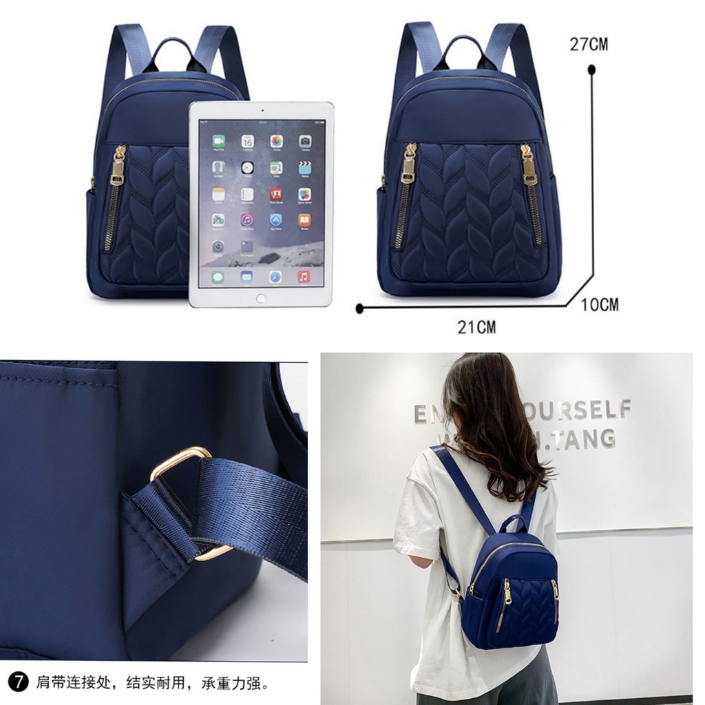 TAS RANSEL WANITA BACKPACK CEWEK ANTI AIR NAVY TA589N1 KANLAYA IMPORT KOREA REMAJA GENDONG PUNGGUNG SEKOLAH KULIAH KERJA KEKINIAN MURAH PREMIUM BATAM