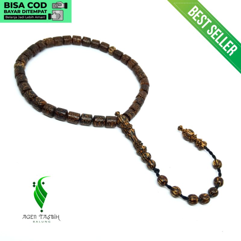 Tasbih Kayu Liwung Macan Tabung Size 8mm 33 Butir