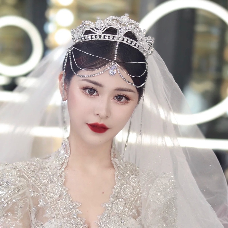 Set Mahkota Dan Tiara Kristal Mewah Untuk Wanita