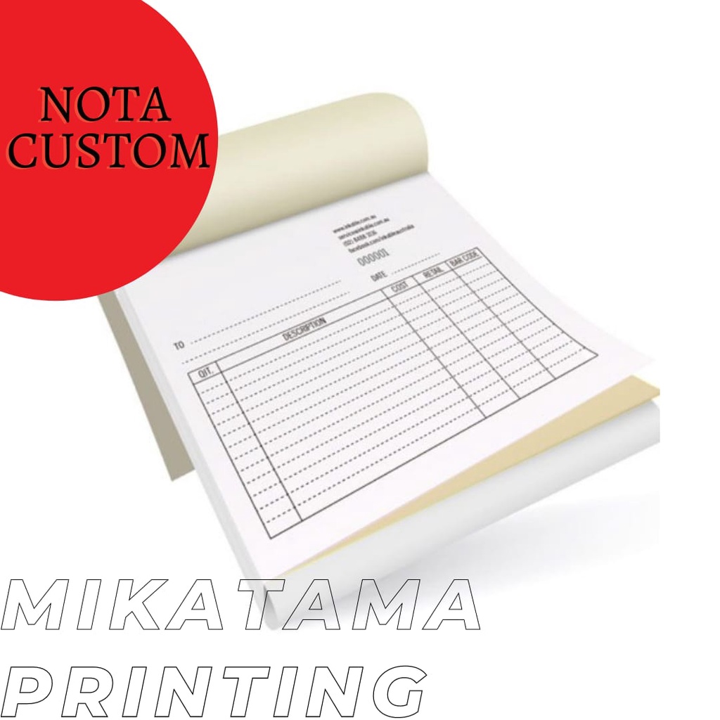 

Nota 1/3 Folio 2 Rangkap ( Custom)