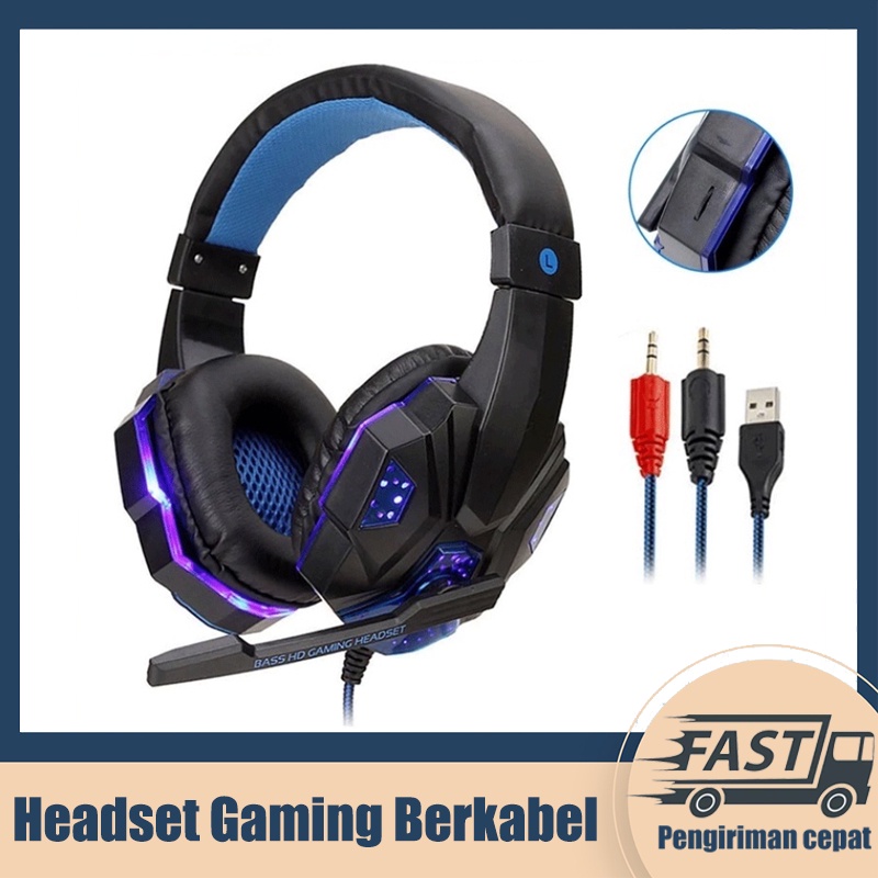 SY830 Headphone Gaming Kabel Over-Ear Headphone dengan Mikrofon Mode Portabel Universal Kompatibel dengan