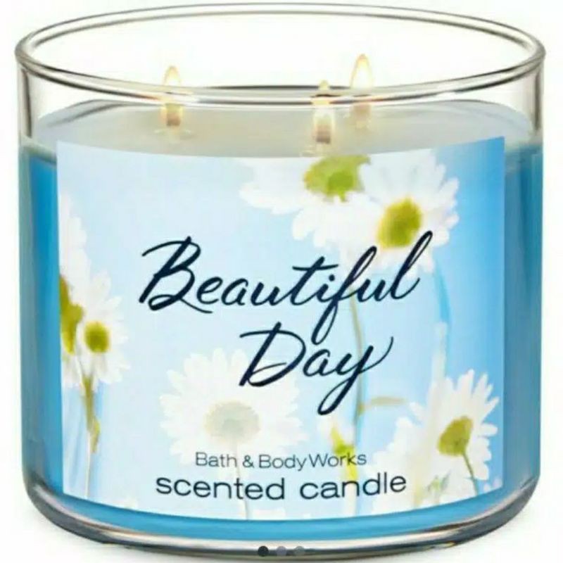 BATH AND BODY WORKS BBW BEAUTIFUL DAY 3-WICK SCENTED CANDLE 411 G LILIN WANGI 3 SUMBU UKURAN BESAR PENGHARUM RUANGAN