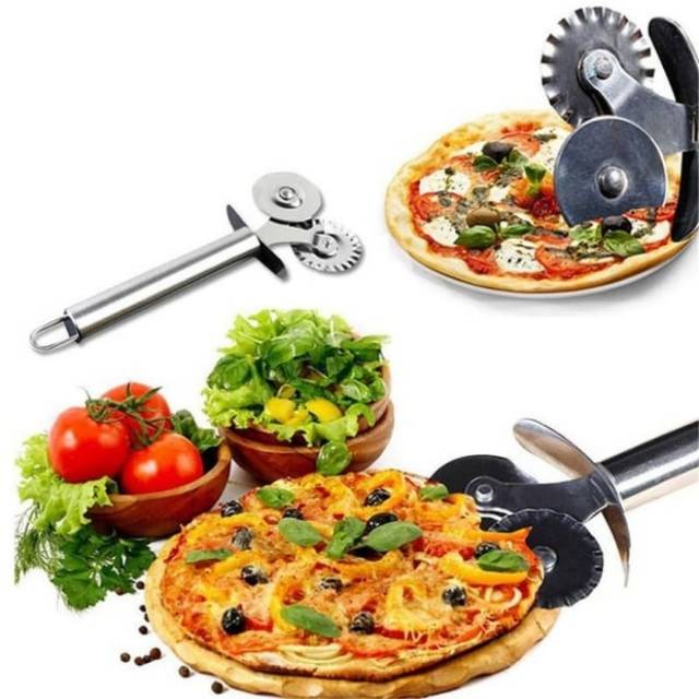 

Pisau pizza double round cutter Alat pemotong pizza roda