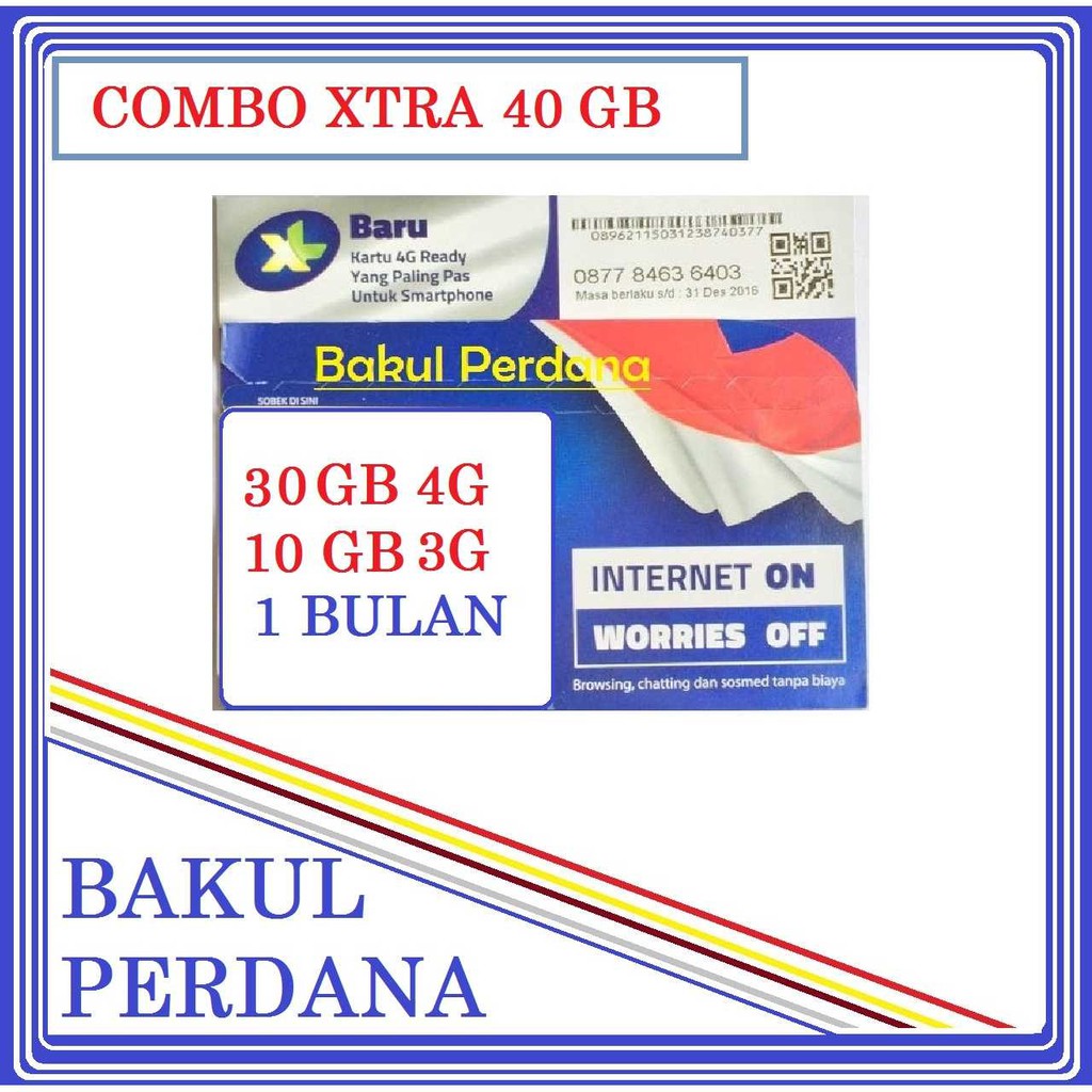 [Fzn] ~ XL COMBO 40GB 4G (20GB 3G/4G + 20GB YOUTUBE) KARTU PERDANA INTERNET