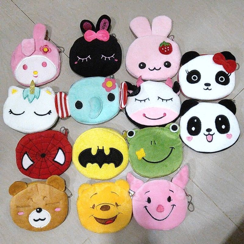 DOMPET KAIN BAHAN BONEKA BULU LEMBUT KARAKTER BISA PILIH SELAGI ADA