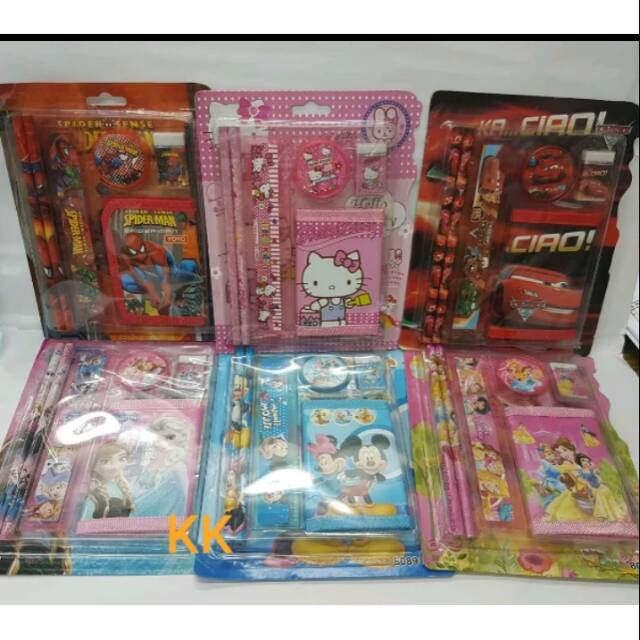 Paket alat tulis set/stationery set/ souvemir ulang tahun anak study set- dompet