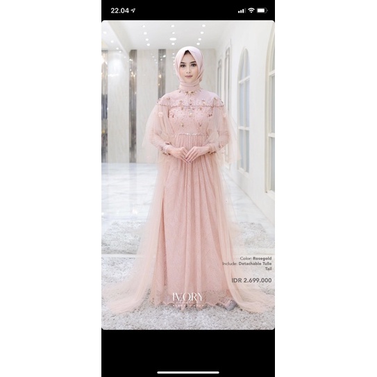 New Dress Rose Gold with Detachable Tail By IVORY Studio