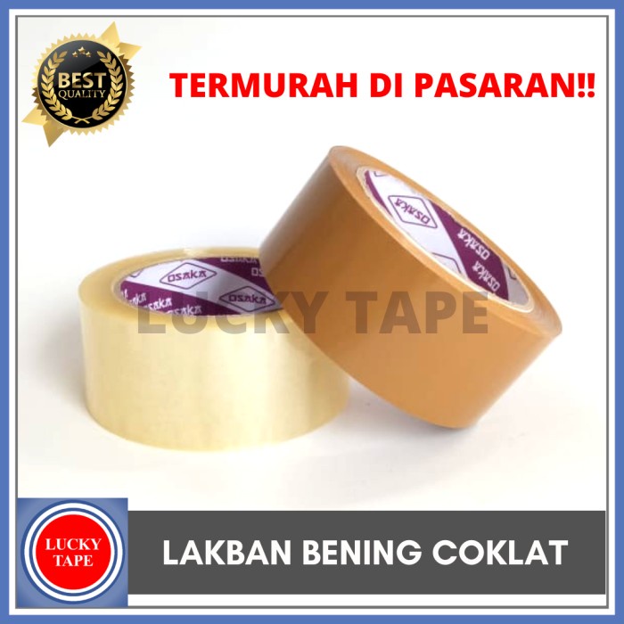 

perekat-pengikat- lakban bening coklat 2" inch 45mm 90 yard isolasi murah setara daimaru - cokelat