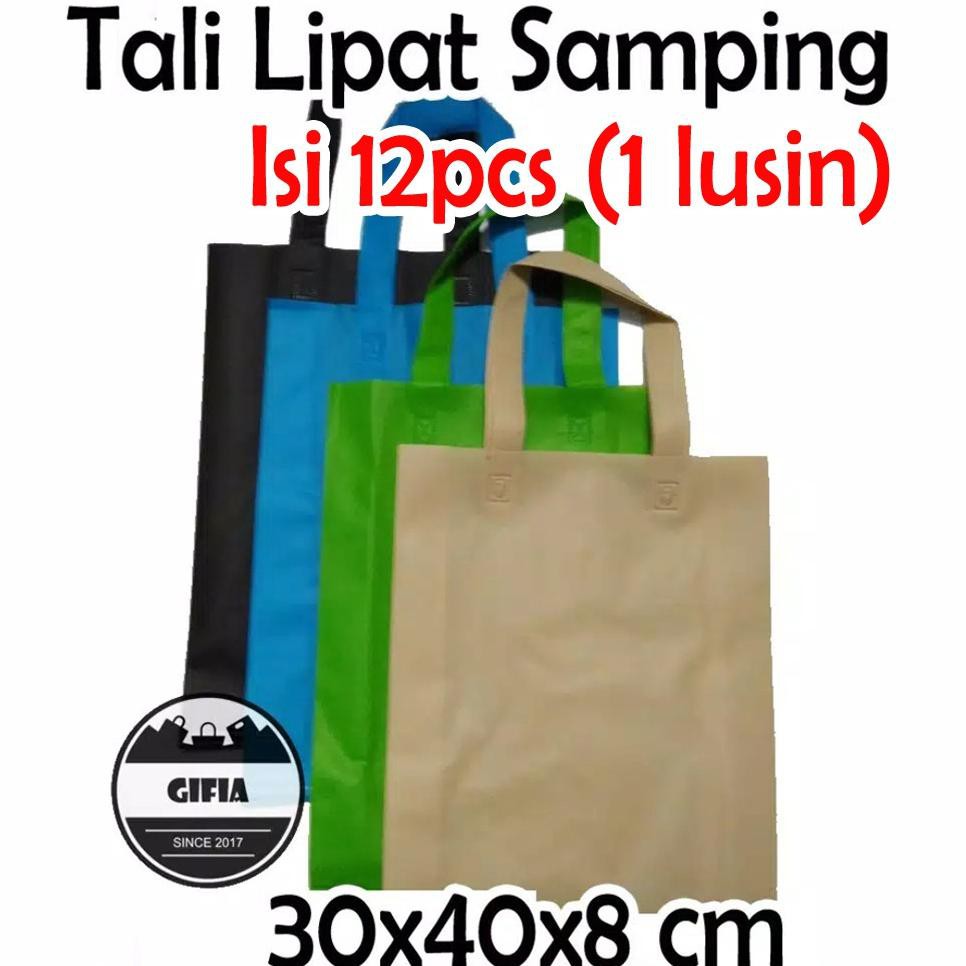

F4st Resp0n,,Isi 12pcs (30x40x8) Tas Spunbond / Tas Kain / Goodie Bag / Tas Souvenir / Kantong Souve