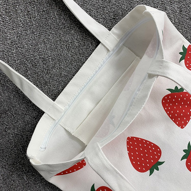 TC-120 tas canvas wanita import shoulder bag bahu korea jepang stroberi strawberry