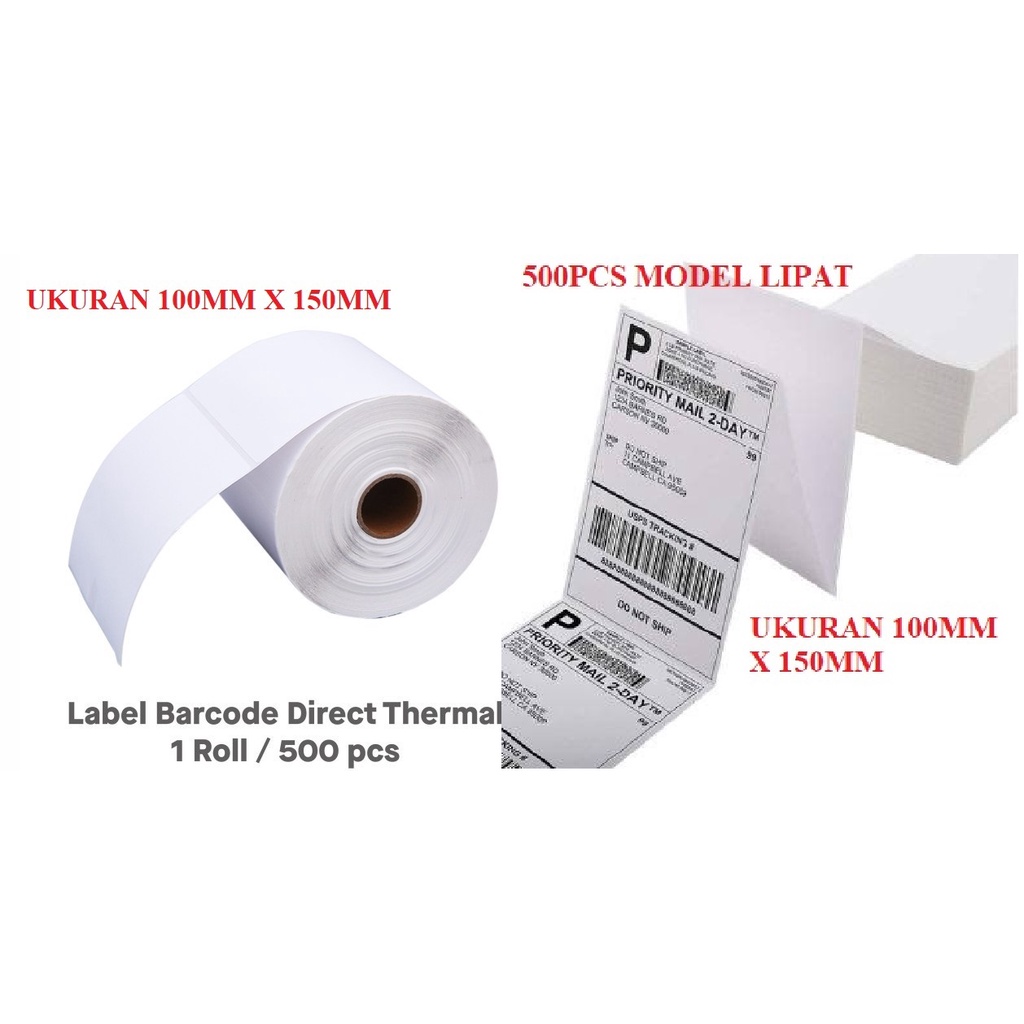 

LABEL STICKER THERMAL 100MMX150MM BARCODE KERTAS 10CMX15CM UKURAN A6