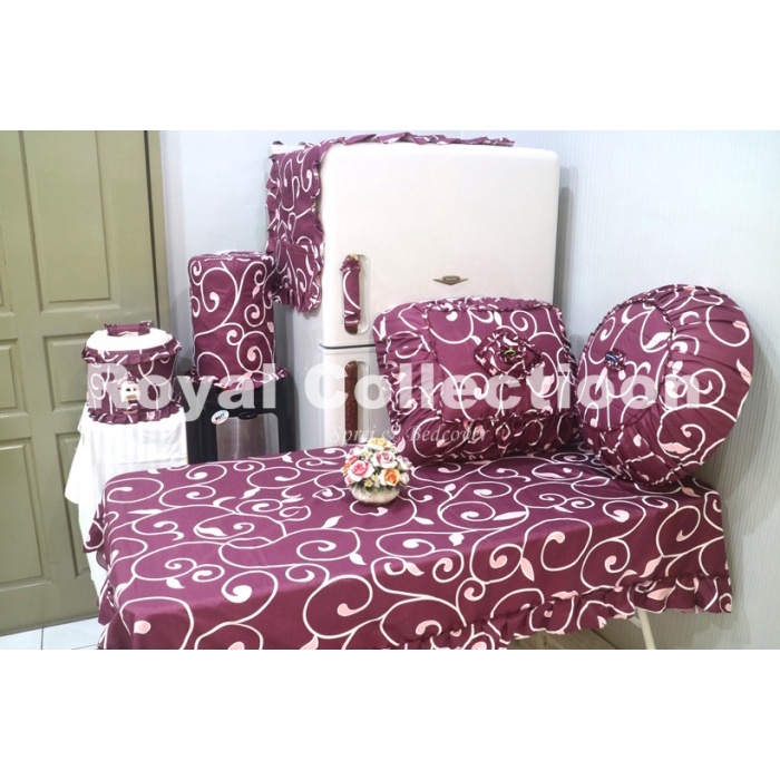 Taplak Meja Makan - Kitchenset / Set Taplak Meja Makan Ulir Ungu