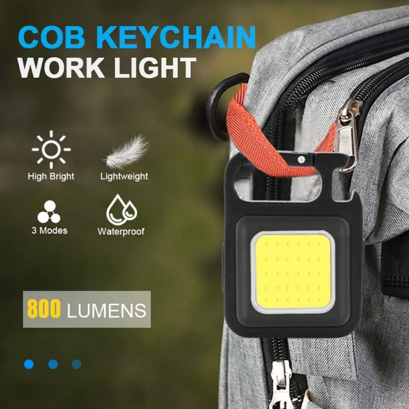 Lampu mini COB karabiner super terang portable kaychain gantungan