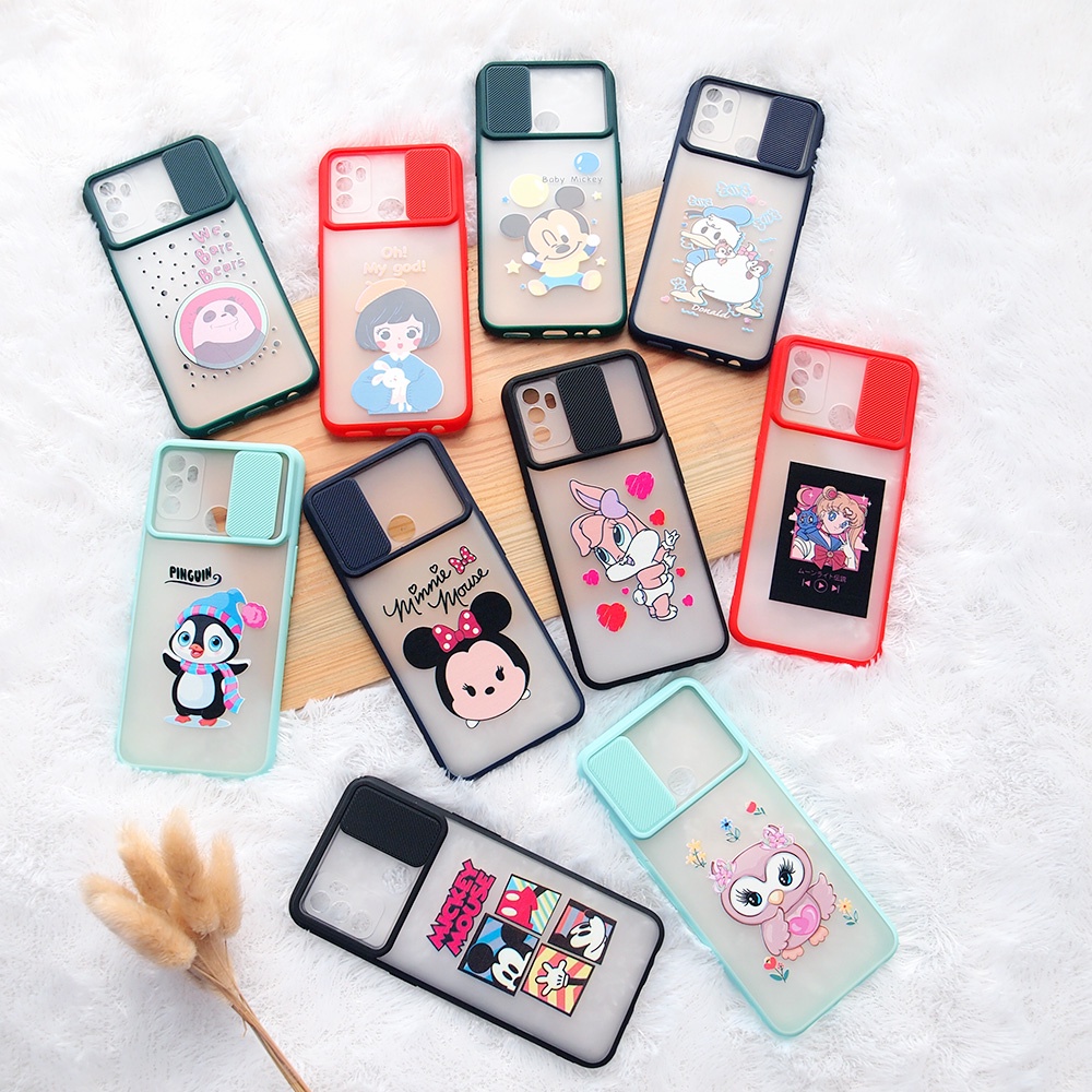 CASE SLIDE GAMBAR KARAKTER OPPO A54 A74 A12 A15 A3S A92 F1S A9 2020 F9 NEO 9 RENO 4 4F RENO 5 5F RUBBER GAMBAR