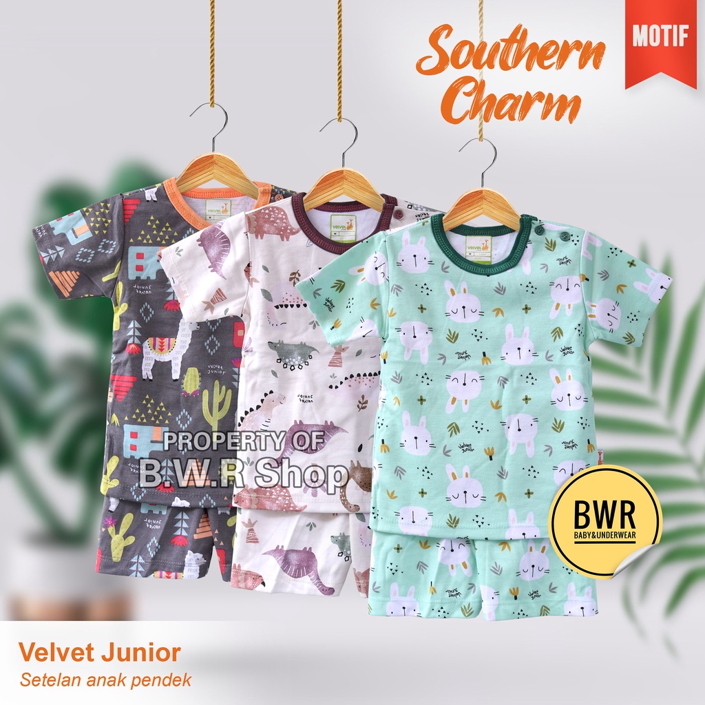 Velvet Junior Terbaru PENDEK Parade Of Joy Brilliant Blue / Setelan Anak Unisex Magical Savanna Southern Lengan Pendek Terlaris | Bwr