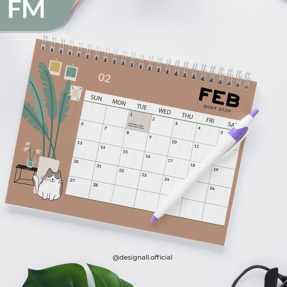 

W8F Designall Kalender Meja / Kalender Duduk Aesthetic Tahun 2022 / 2023 Spiral FM ZW34 ★★★