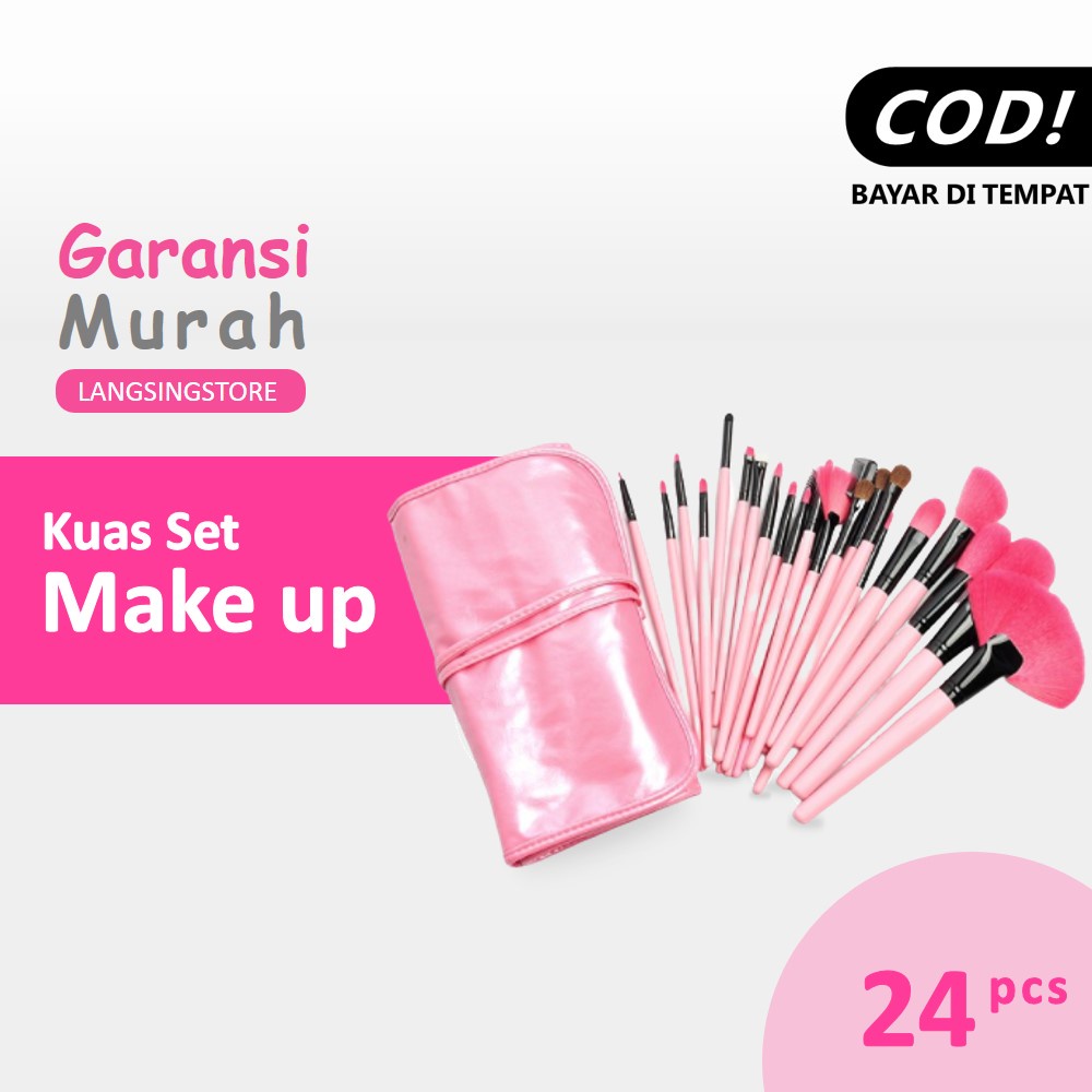Kuas Set Make Up For You Pink 24pcs Brush Set Dompet Makeup Mek Up For You Pink Brush Set Lengkap
