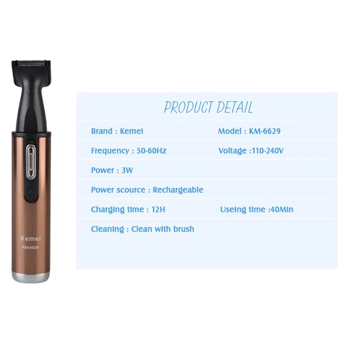 TOOL KEMEI Alat Cukur / Pencukur Kumis Jenggot Dan Bulu Hidung Multifungsi / Kemei Professional Trimmer KM - 6629/6512 Rechargable