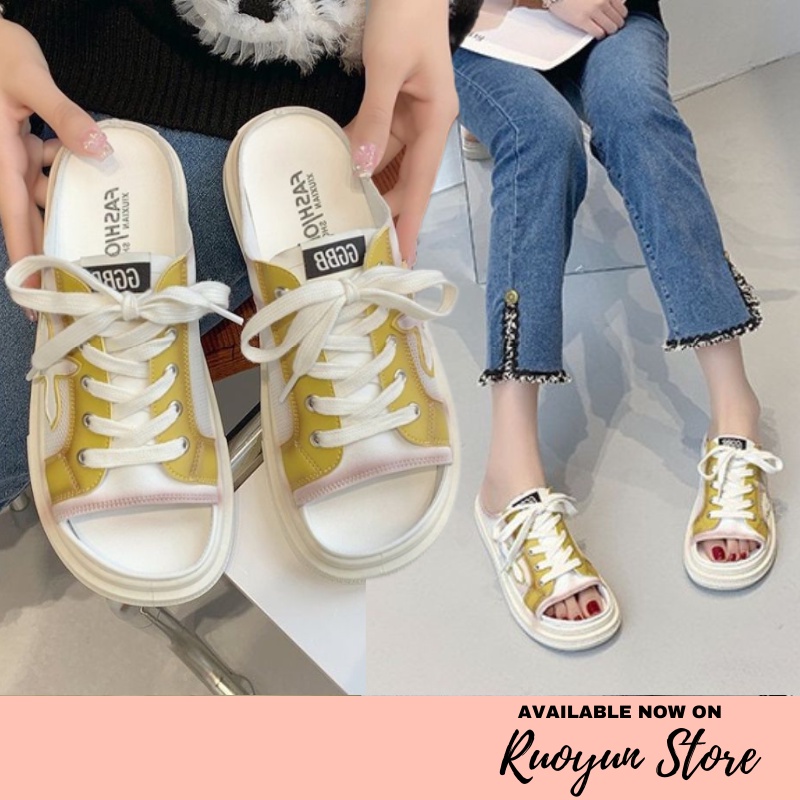 RYX - Yellow Cross Sandal Tali Wanita Fashion Casual / Olahraga - Ori Import