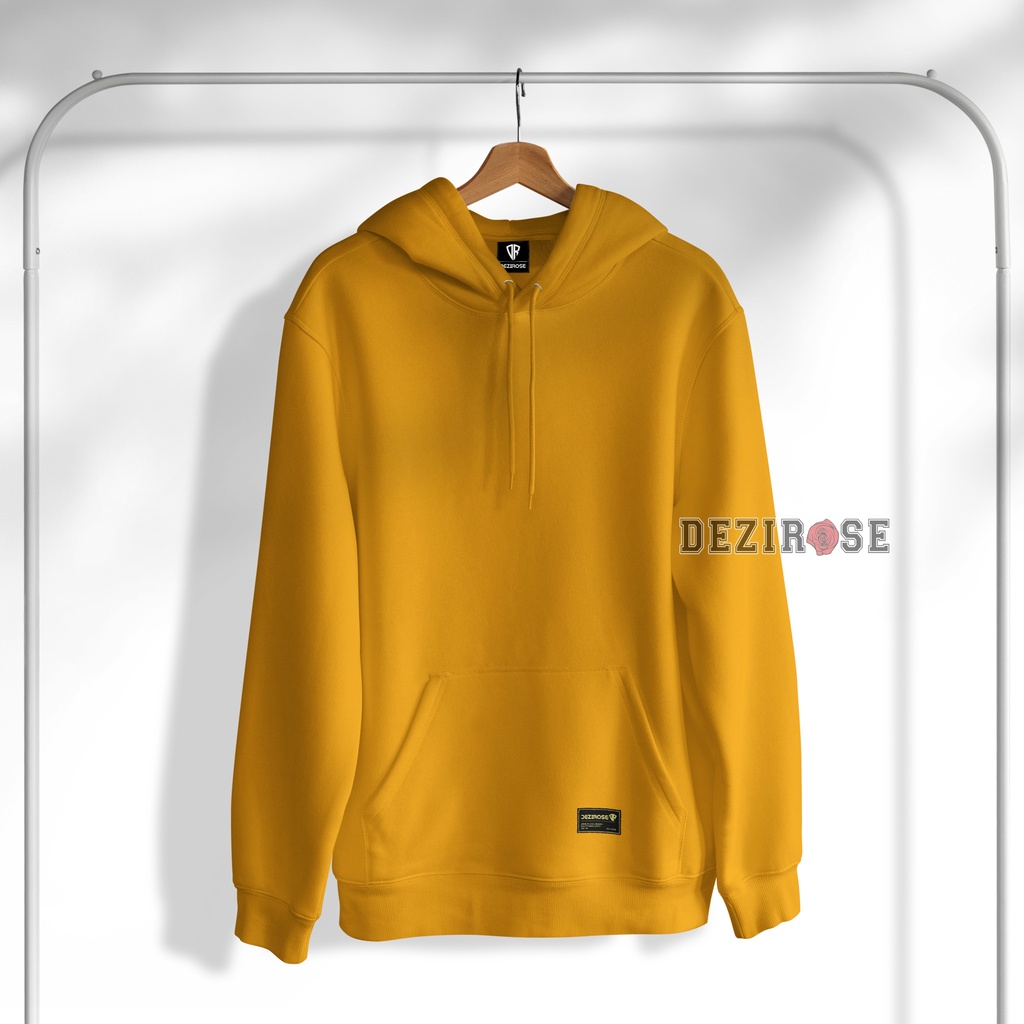 Sweater Hoodie Polos Pria Wanita Bahan Fleece Tebal Premium Quality Size M-XL-Mustard