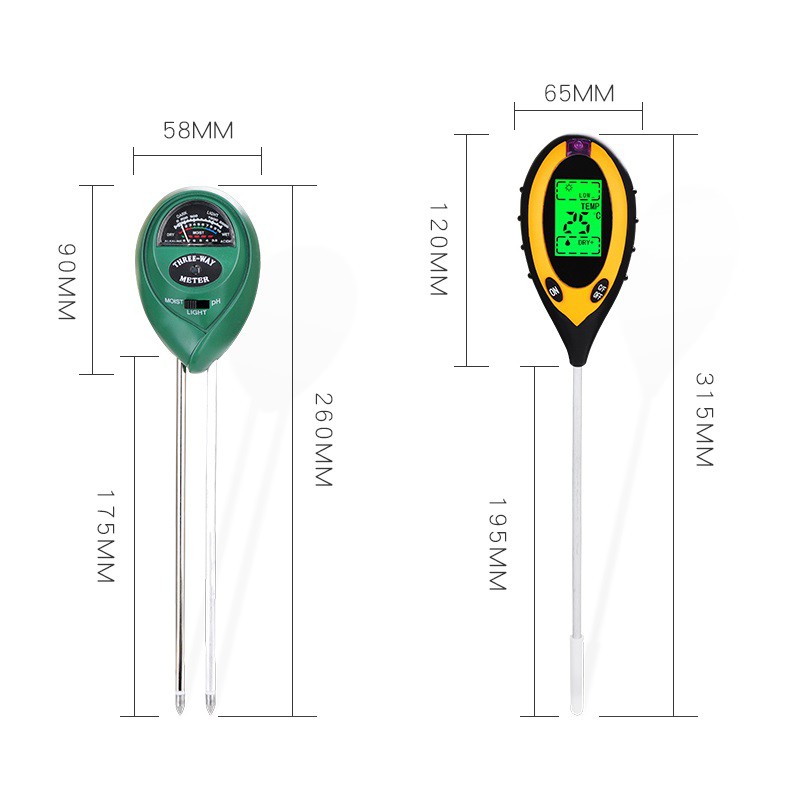 Soil Analyzer Tanah Tester Meter Moisture Meter PH Meter Sunlight Meter Suhu Alat Ukur 3 in 1 4 in 1