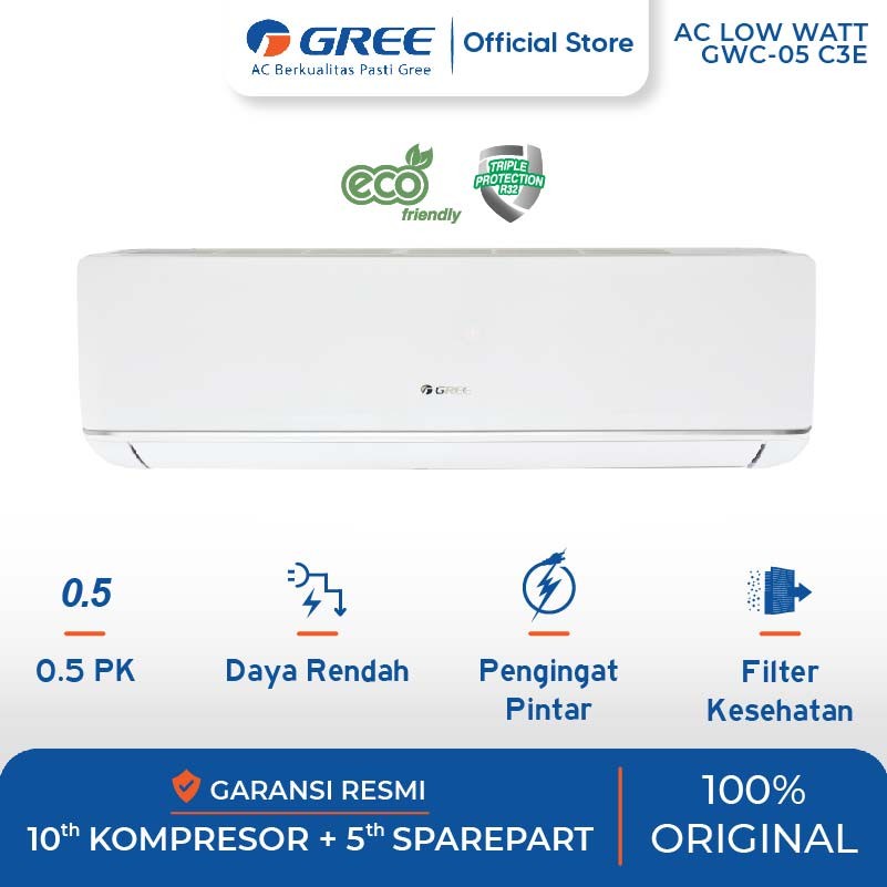 AC GREE GWC05C3ES GWC-05C3ES 0.5pk Low Watt Garansi Resmi GREE