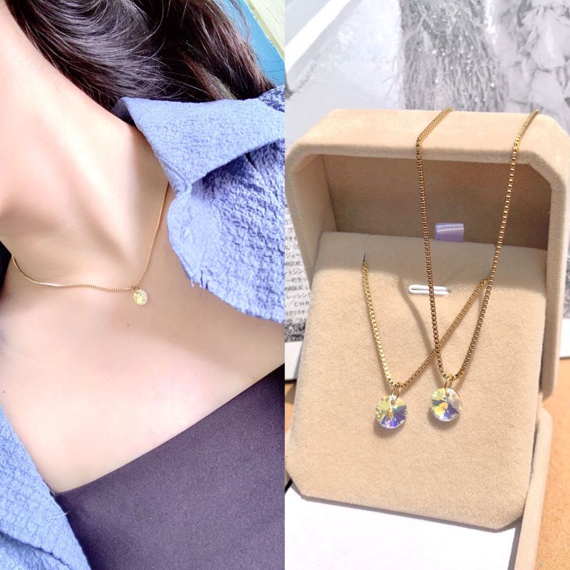 Kalung fashion mainan diamond polos ori titanium premium acc perhiasan wanita