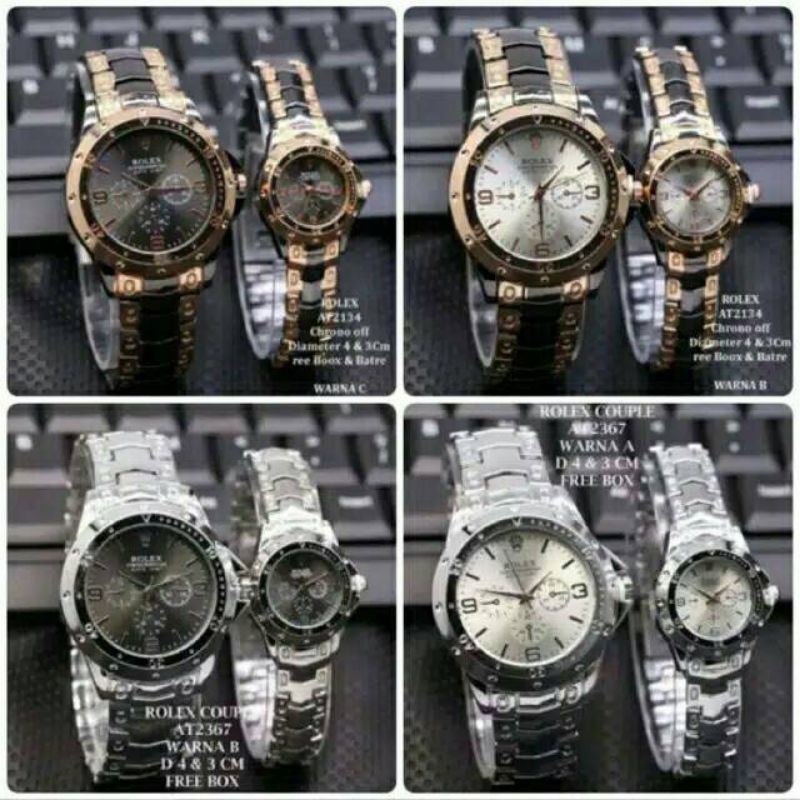 (Grosir)Jam Tangan Couple Rolex Strap Rantai Baut(Terima Cod)