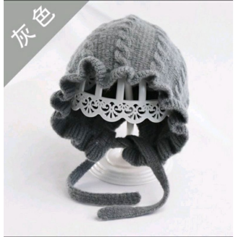 Kupluk Anak Bonnet Model Ruffle fashion Baby Hat / Kupluk Anak Lucu / Kupluk Kepang-Abu