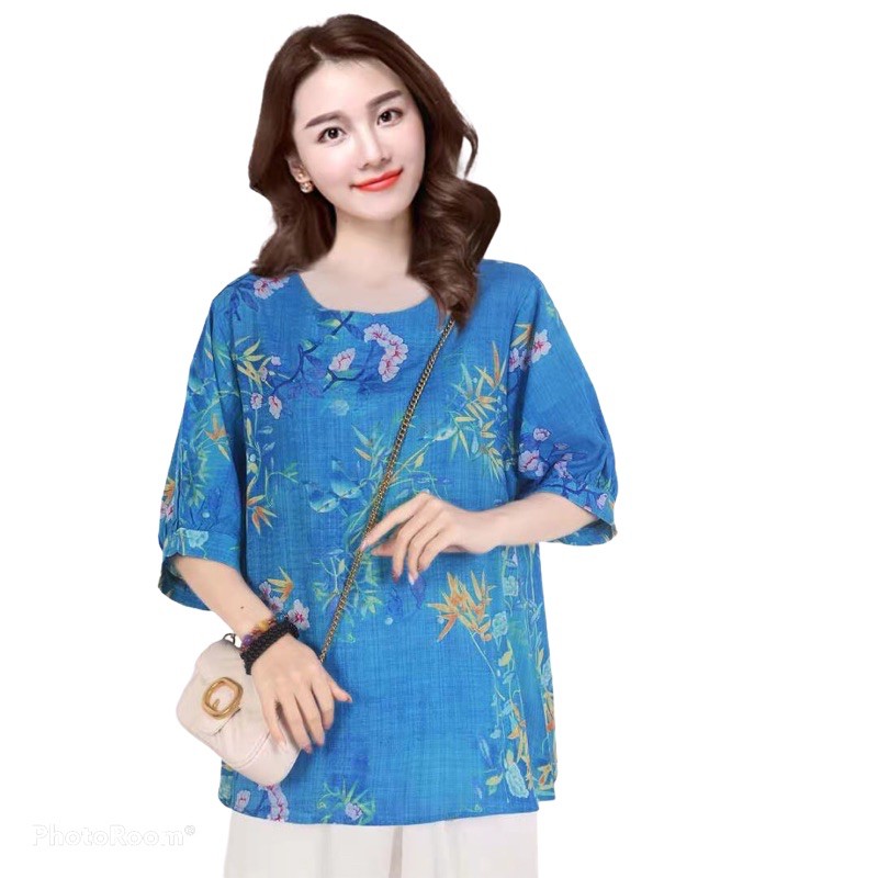 (026) Biru Atasan Wanita Bluse Blouse Import Terbaru