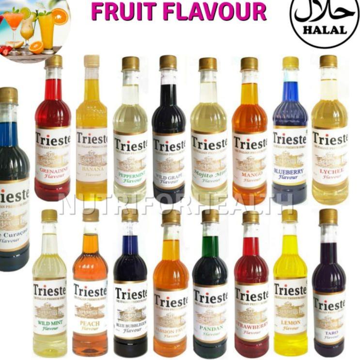 

ARTUu1U5--(650ml) Trieste Syrup HALAL Blue Curacao Mojito Mint Banana Bubblegum Strawberry Mango Peach Lemon