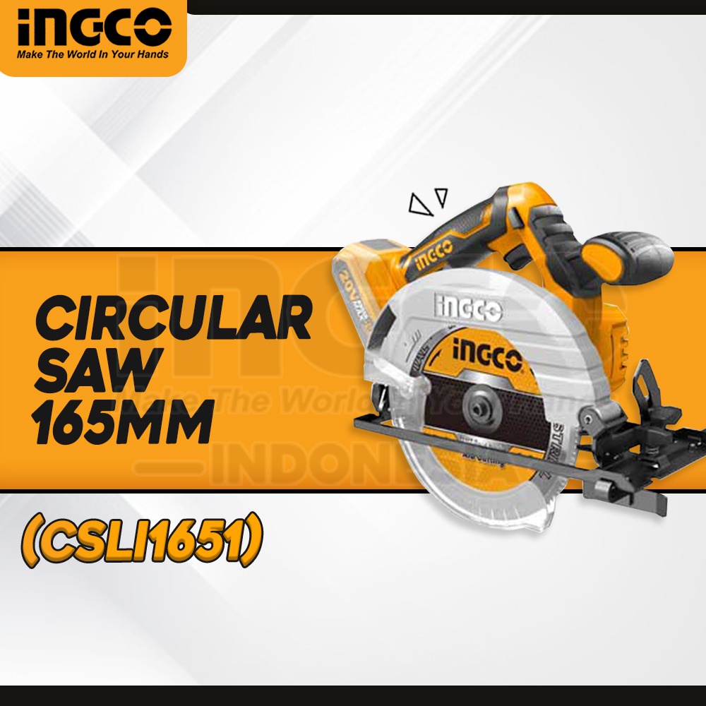 Jual MESIN CIRCULAR SAW CORDLESS 20V INGCO CSLI1651