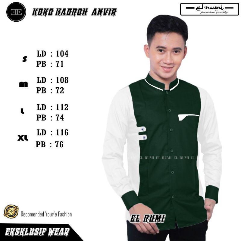 Koko Kombinasi Hijau Putih seragam hadroh baju hadroh Az Zahir baju koko gus Azmi