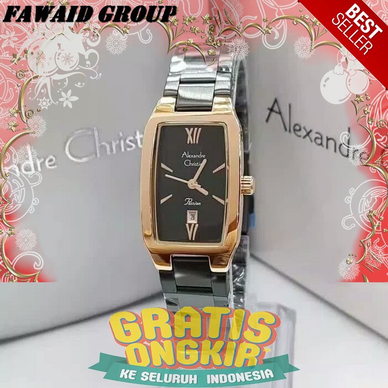 BEST SELLER JAM TANGAN WANITA ALEXANDRE CHRISTIE AC 2455 WANITA ROSEGOLD BLACK ORIGINAL