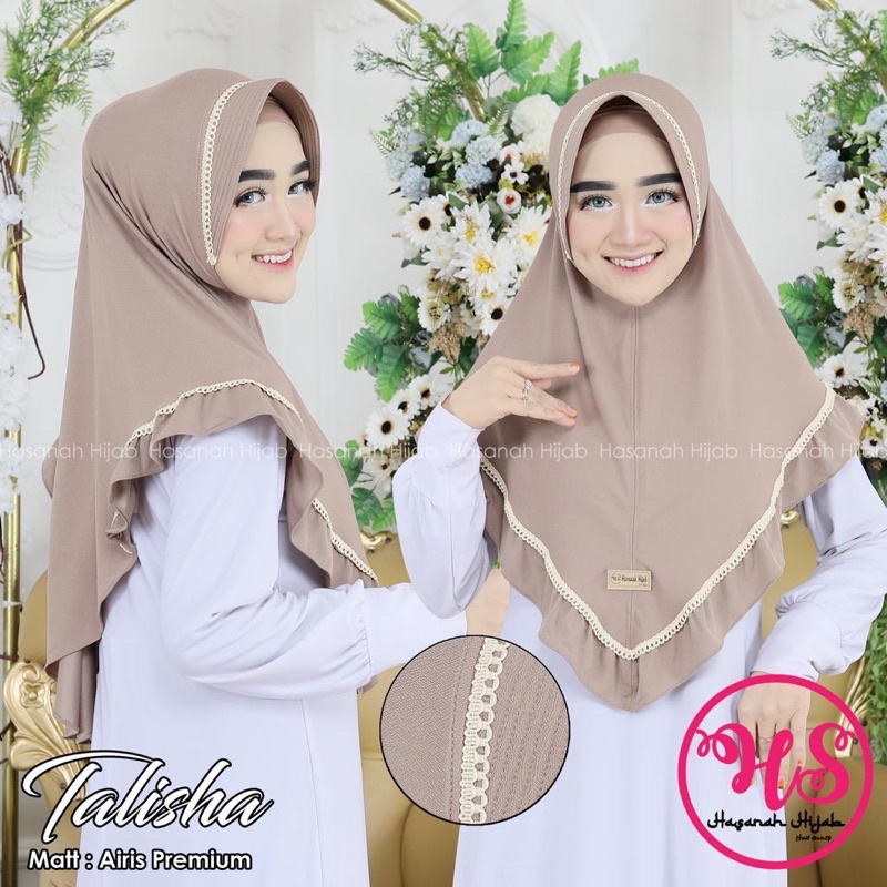 MEDAN cod termurah jilbab hijab bergo Tahisa instan merk hasanah hijab motif polka bordir ukuran sta