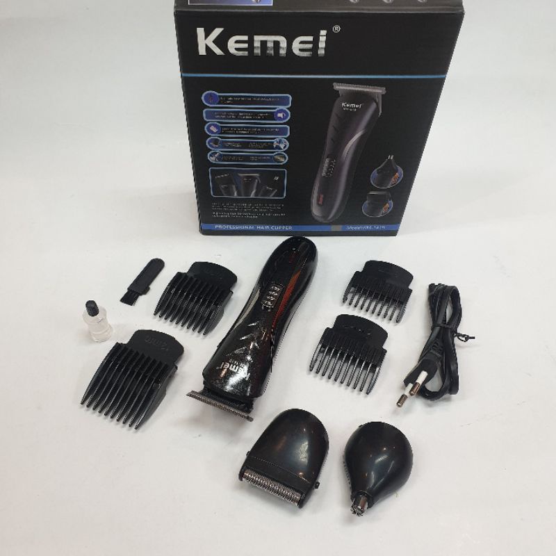 Kemei Hair Cliper Km1419 Alat Cukur Pangkas Rambut Cas Elektrik  mesin Potong bulu hidung Kumis 3in1