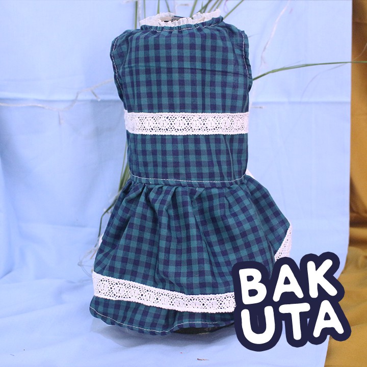 Baju kucing model dress kotak-kotak untuk kucing &amp; anjing / baju kucing terlaris size S M L XL