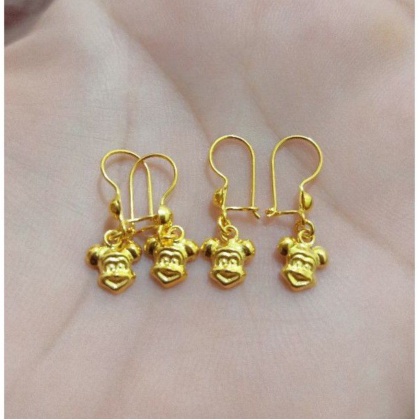 ANTING ANAK GANTUNG MICKEY PERAK 925 LAPIS MAS 24K